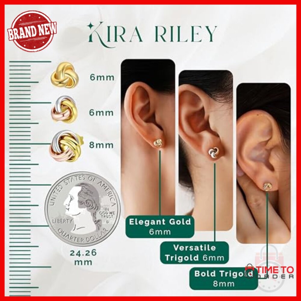 14k Solid Gold Knot Stud Earrings Hypoallergenic … - image 5